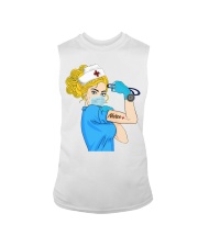Blond Hair Nurse Strong Women During Pandemic Gift Sleeveless Tee tile