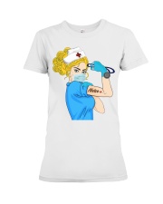Blond Hair Nurse Strong Women During Pandemic Gift Premium Fit Ladies Tee tile