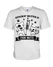 Veterinary Stickin Butts V-Neck T-Shirt tile