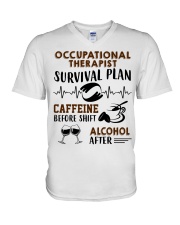 Occupational Therapist Survival Plan Caffeine V-Neck T-Shirt thumbnail