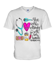 Doctor She Works Willingly With Her Hands V-Neck T-Shirt thumbnail