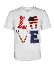 Love Dental USA V-Neck T-Shirt tile