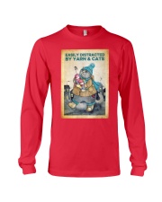 Knitting Easily distracted by yarn and cats Long Sleeve Tee tile