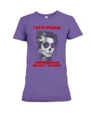 Makeup I hate people I prefer horror movies Premium Fit Ladies Tee tile