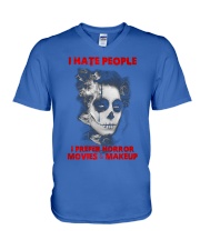 Makeup I hate people I prefer horror movies V-Neck T-Shirt tile