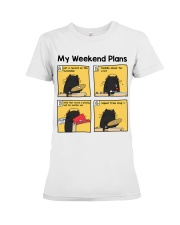 Vinyl Record Cat Weekend plans Premium Fit Ladies Tee tile