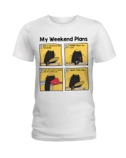 Vinyl Record Cat Weekend plans Ladies T-Shirt tile