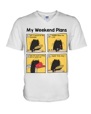 Vinyl Record Cat Weekend plans V-Neck T-Shirt tile