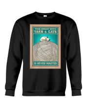 Knitting Time spent with yarn and cats Crewneck Sweatshirt tile