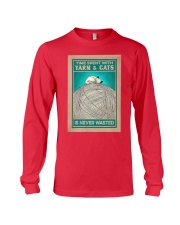 Knitting Time spent with yarn and cats Long Sleeve Tee tile