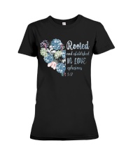 Gardening Rooted and established in love Premium Fit Ladies Tee tile