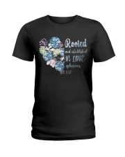 Gardening Rooted and established in love Ladies T-Shirt tile