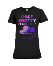 Crochet I make knotty peple cry Premium Fit Ladies Tee tile