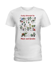 Gardening Easily distracted by garden and music Ladies T-Shirt tile
