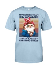 Knitting Never underestimate a woman with cats Classic T-Shirt tile