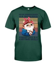 Knitting Never underestimate a woman with cats Premium Fit Mens Tee tile