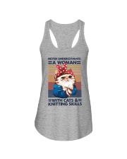 Knitting Never underestimate a woman with cats Ladies Flowy Tank tile