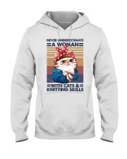 Knitting Never underestimate a woman with cats Hooded Sweatshirt front