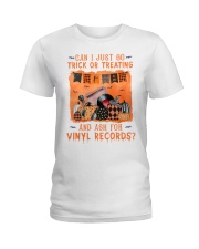 Vinyl Records Go trick or treating Ladies T-Shirt tile