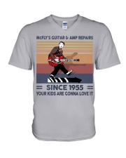 Guitar McFly's Guitar and amp repairs V-Neck T-Shirt tile