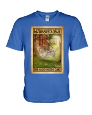 Book A woman cannot survive on books alone V-Neck T-Shirt tile