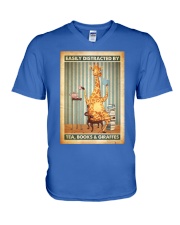 Book Easily distracted by tea books and giraffes V-Neck T-Shirt tile