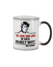 Book We save our lives in such unlikely ways Color Changing Mug tile