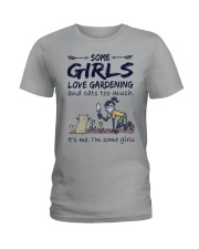 Love gardening and cats Ladies T-Shirt tile