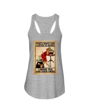 Vinyl Listen to music Drink tea Ladies Flowy Tank tile