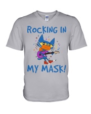 Guitar Rocking in my mask V-Neck T-Shirt tile