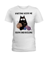 Knitting keeps me from unravelling Ladies T-Shirt tile