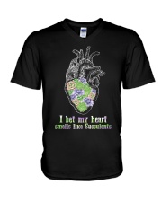 Gardening I bet my heart smells like Succulent V-Neck T-Shirt tile