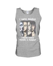 Makeup I hate people I prefer horror movies Unisex Tank tile