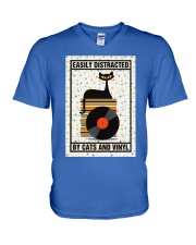 Vinyl Records and Cats V-Neck T-Shirt tile