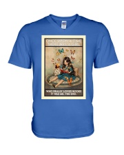 A girl loved books V-Neck T-Shirt tile