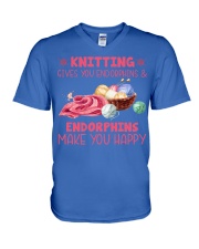 Knitting gives you endorphins V-Neck T-Shirt tile