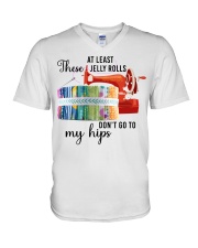 Quilting Jelly rolls don't go to my hips V-Neck T-Shirt tile