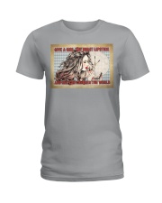 Makeup Give a girl the right lipstick Ladies T-Shirt tile