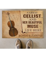 Cello A great cellist and her beautiful muse Doormat 34" x 23" aos-doormat-34-x-23-lifestyle-front-04