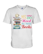 Book Yes I do need all these books V-Neck T-Shirt tile