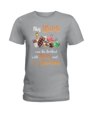 Knitting Chocolate This witch can be bribed with Ladies T-Shirt tile