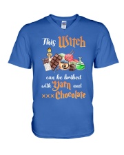 Knitting Chocolate This witch can be bribed with V-Neck T-Shirt tile