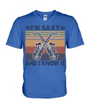 Saxophone I'm saxy and I know it V-Neck T-Shirt tile
