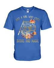 Book A girl loves book and magic V-Neck T-Shirt tile