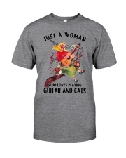 Guitar Cat Just a woman who loves playing guitar Classic T-Shirt tile