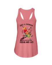 Guitar Cat Just a woman who loves playing guitar Ladies Flowy Tank tile