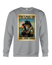 Cat Put on make up Crewneck Sweatshirt tile