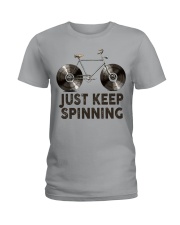 Vinyl Record Keep spinning Ladies T-Shirt tile
