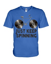 Vinyl Record Keep spinning V-Neck T-Shirt tile