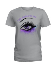 Makeup Talk lashes to me Ladies T-Shirt tile